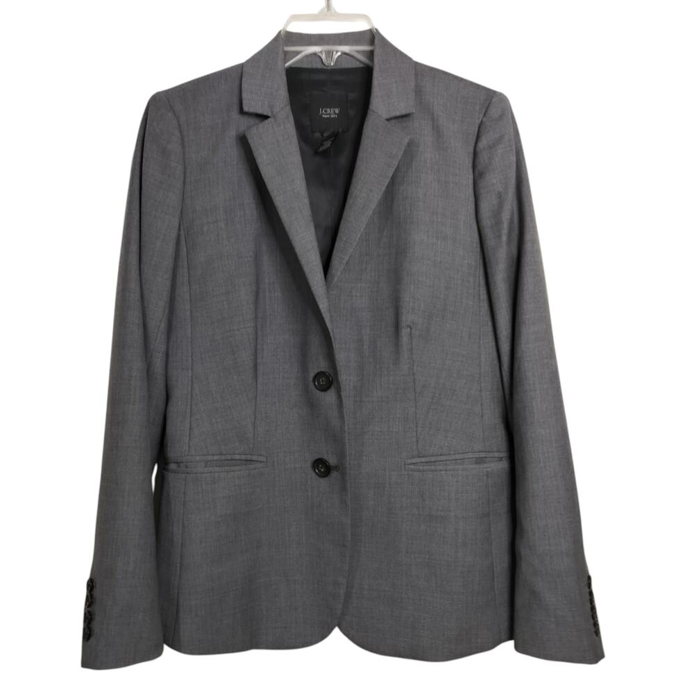 5028)J. Crew Super 120s Gray Wool Classic Career Office 2 Button Blazer Jacket 4